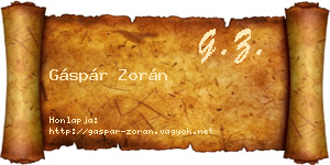 Gáspár Zorán névjegykártya
